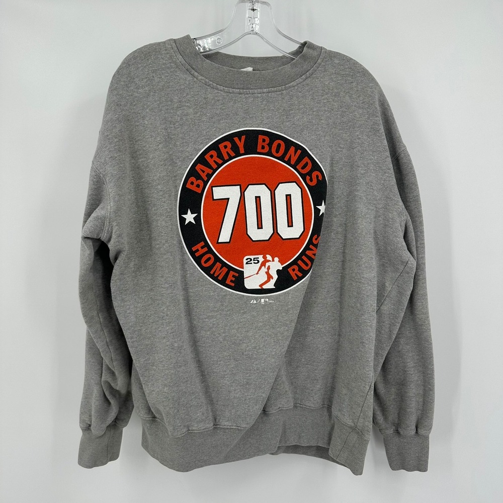 Majestic Barry Bonds 700 Home Runs Sweatshirt Mens Size L Gray‎ 2004 MLB Giants